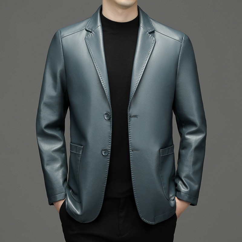 Leather Work Jacket - Yeni Erkek Hakiki Deri Blazer Ceketler