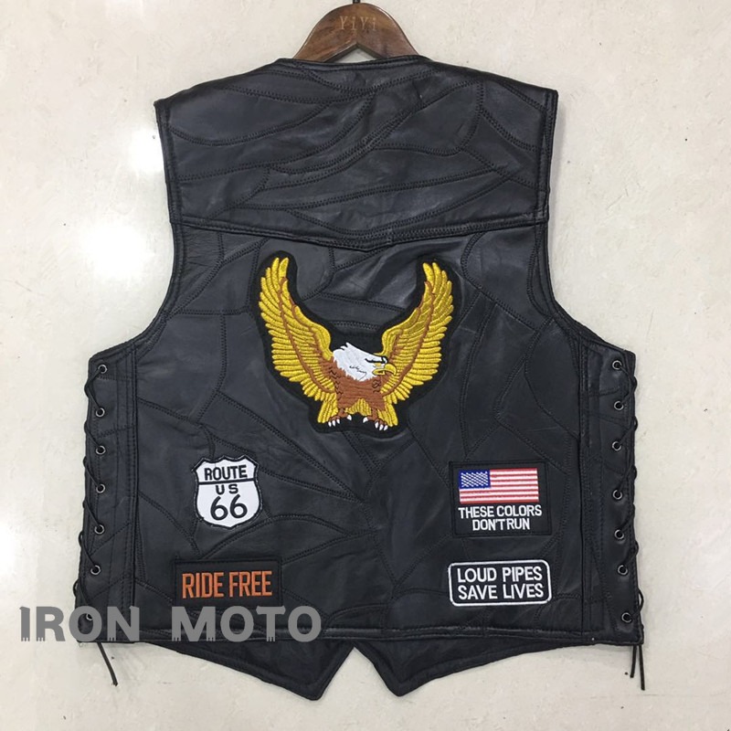 Leather Work Jacket - YENI Motosiklet Yelekleri Erkekler Cafe Moto