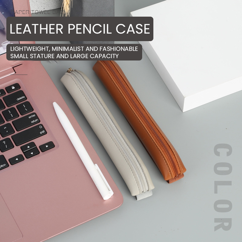 Leather Work Diary - Pu deri kalemlik fermuarlı kalem kol