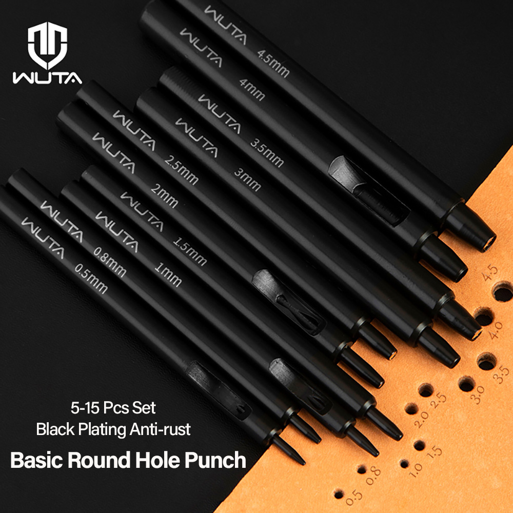 Leatherwork Punching Tool - WUTA 5-15 adet temel siyah anti-pas