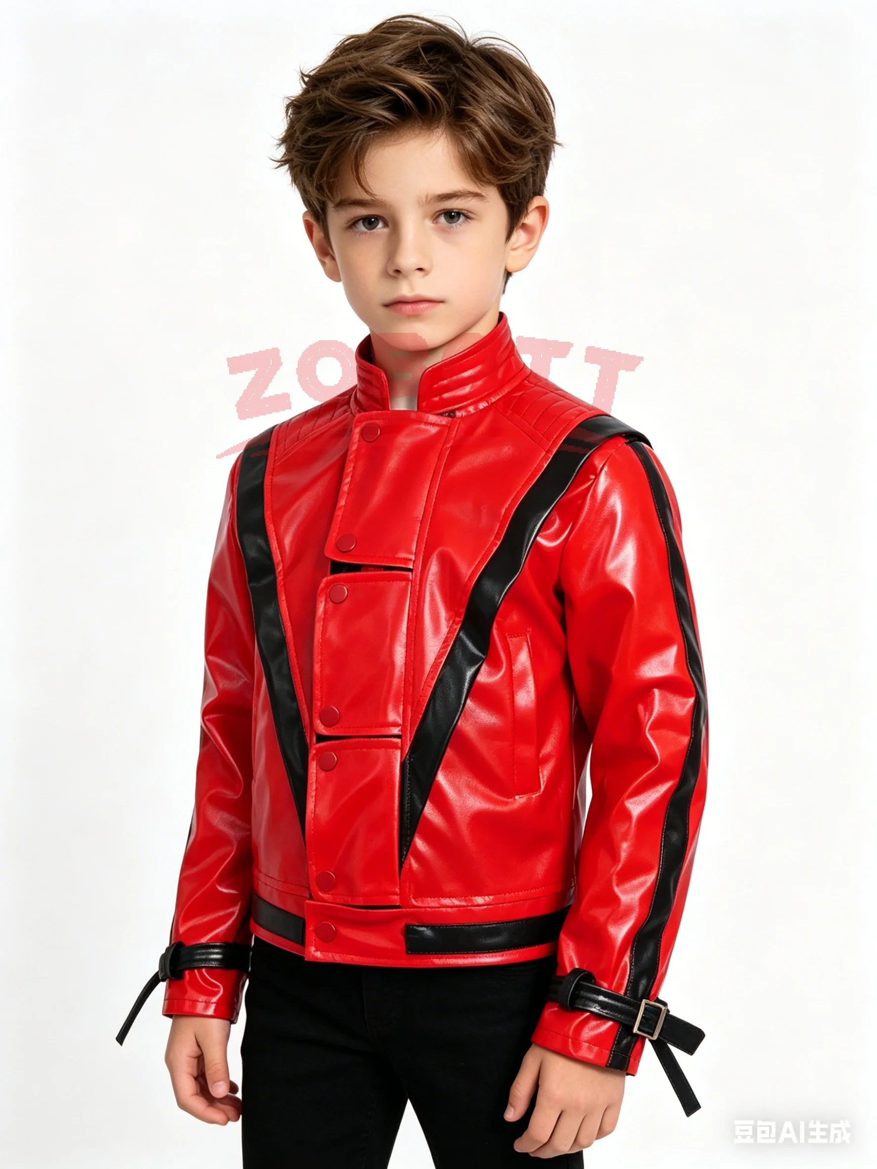 Leather Work Jacket - Michael Joseph Jackson Deri Kırmızı Heyecan