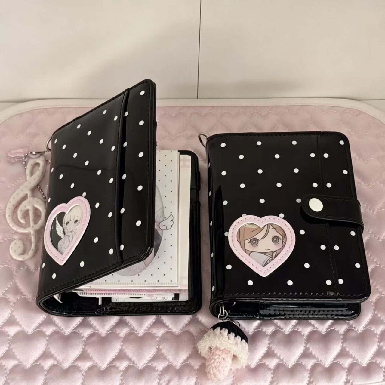 Leather Work Diary - Kore Tarzı Puantiyeli Kalp M5 PU