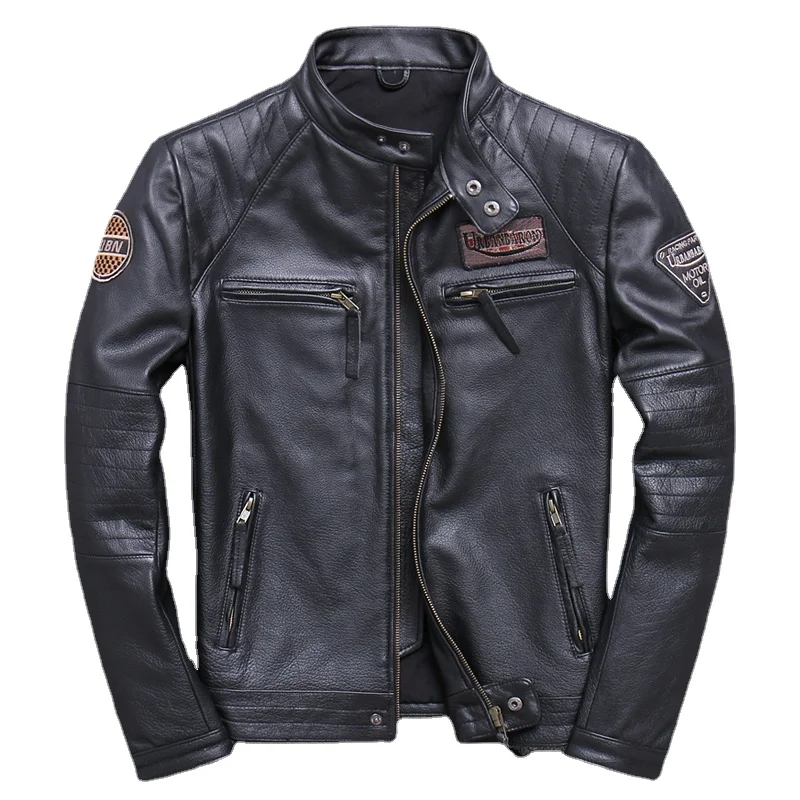 Leather Work Jacket - Moda Biker ceketler Vintage erkek hakiki