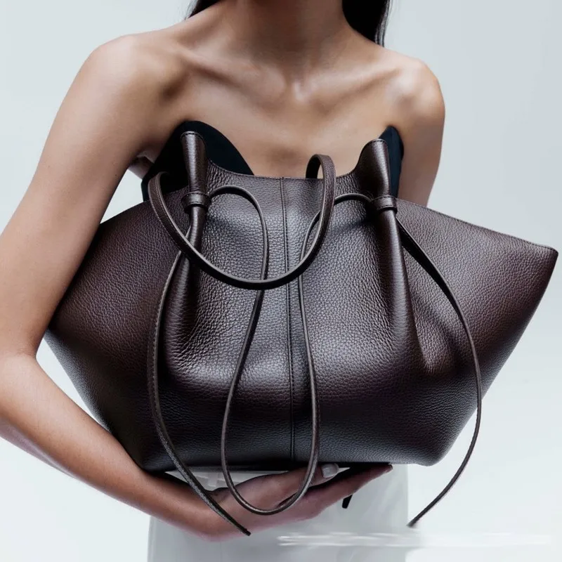 Leather Work Handbags For Women - Kadın Deri Omuz Çantası Dumpling Çanta