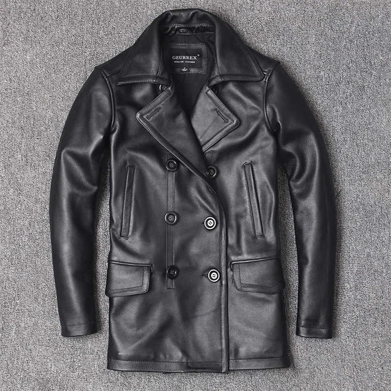 Leather Work Jacket - Hakiki deri ceket erkek üst katman