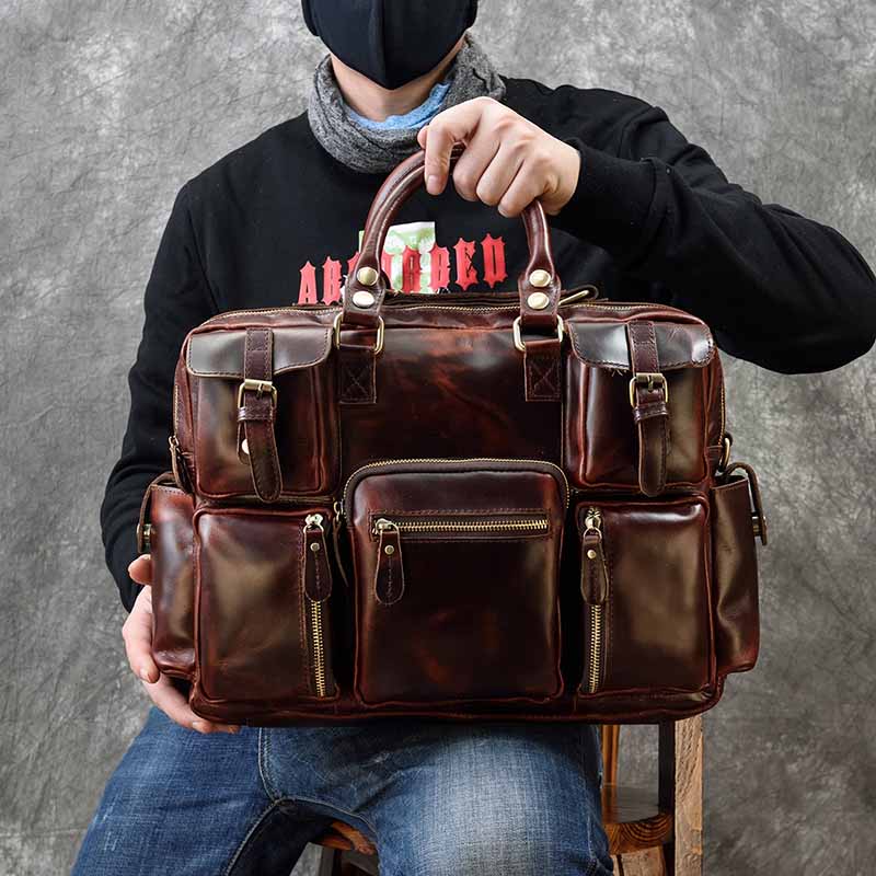 Leather Work Bag Laptop - Erkek hakiki deri evrak çantası fit