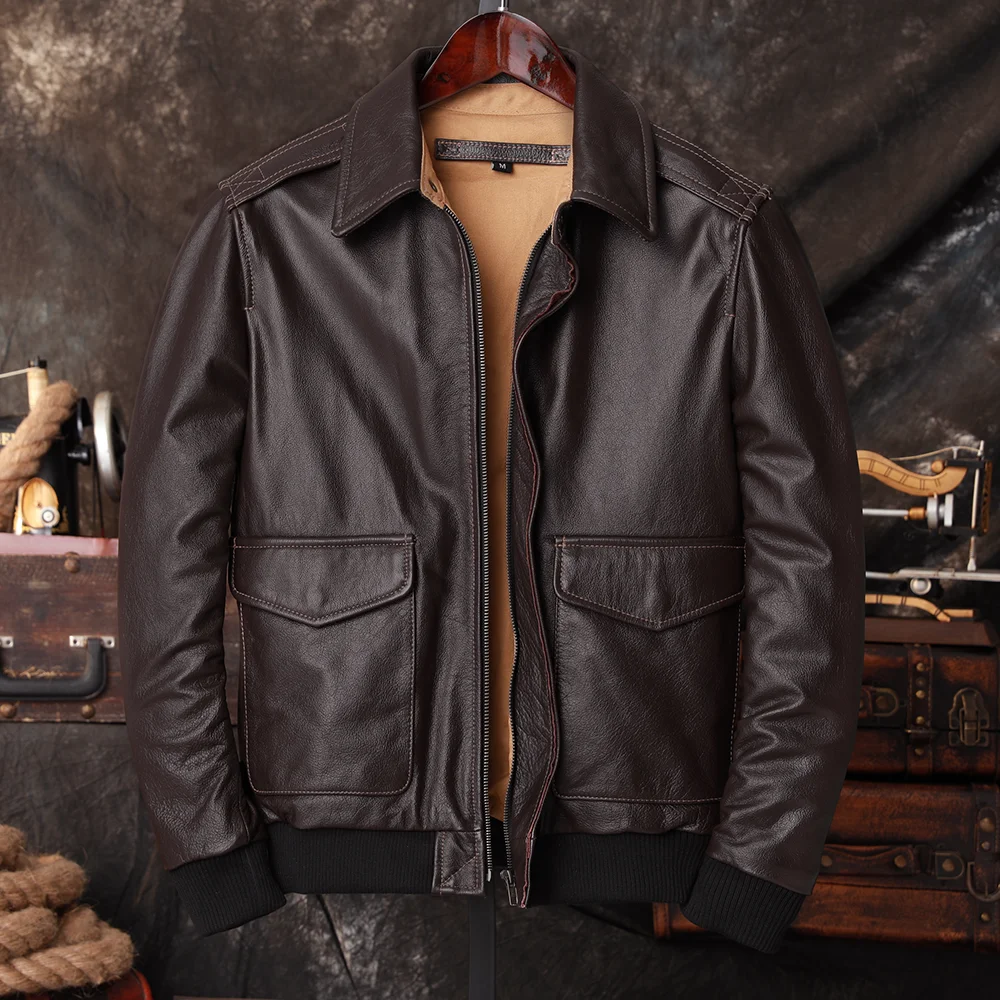 Leather Work Jacket - Bomber A2 Pilot Hakiki Deri Ceket