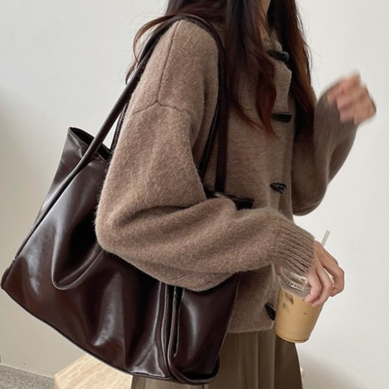 Leather Work Handbags For Women - 2026 Kadın Yeni Vintage Omuz Çantaları