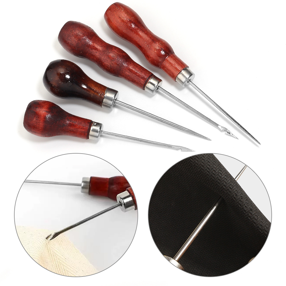 Leatherwork Punching Tool - Ahşap Saplı Awl DIY Deri Çadır
