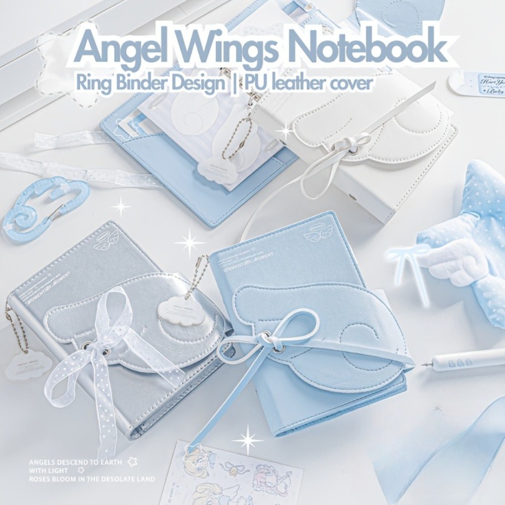 Leather Work Diary - Kawaii Melek Kanatları Defter A7 Deri