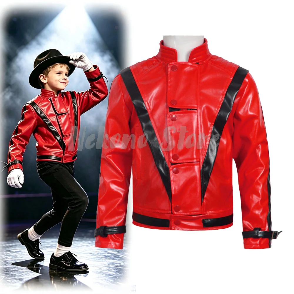 Leather Work Jacket - Michael Jackson Thriller Korkunç Kostümü Kırmızı