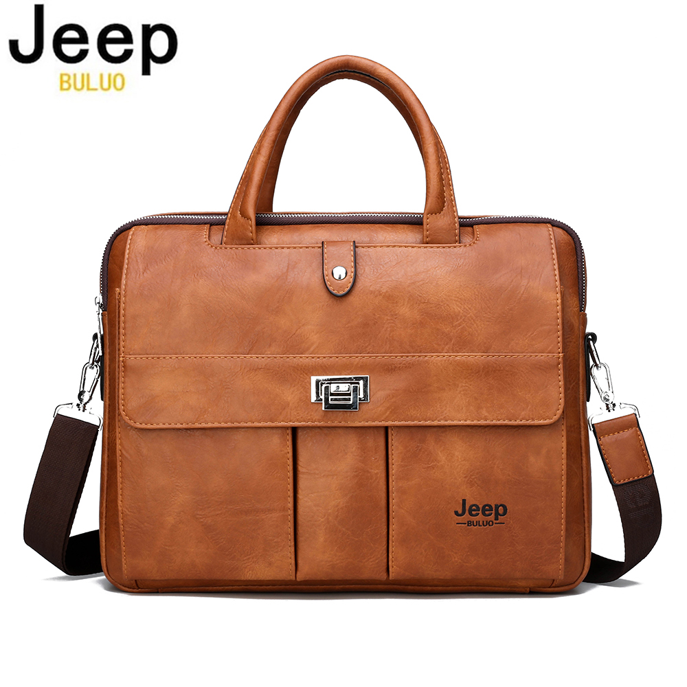 Leather Work Bag Laptop - Jeep Buluo Erkek Deri Evrak Çantası