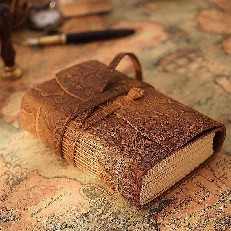 Leather Work Diary - El yapımı deri not defteri kahverengi