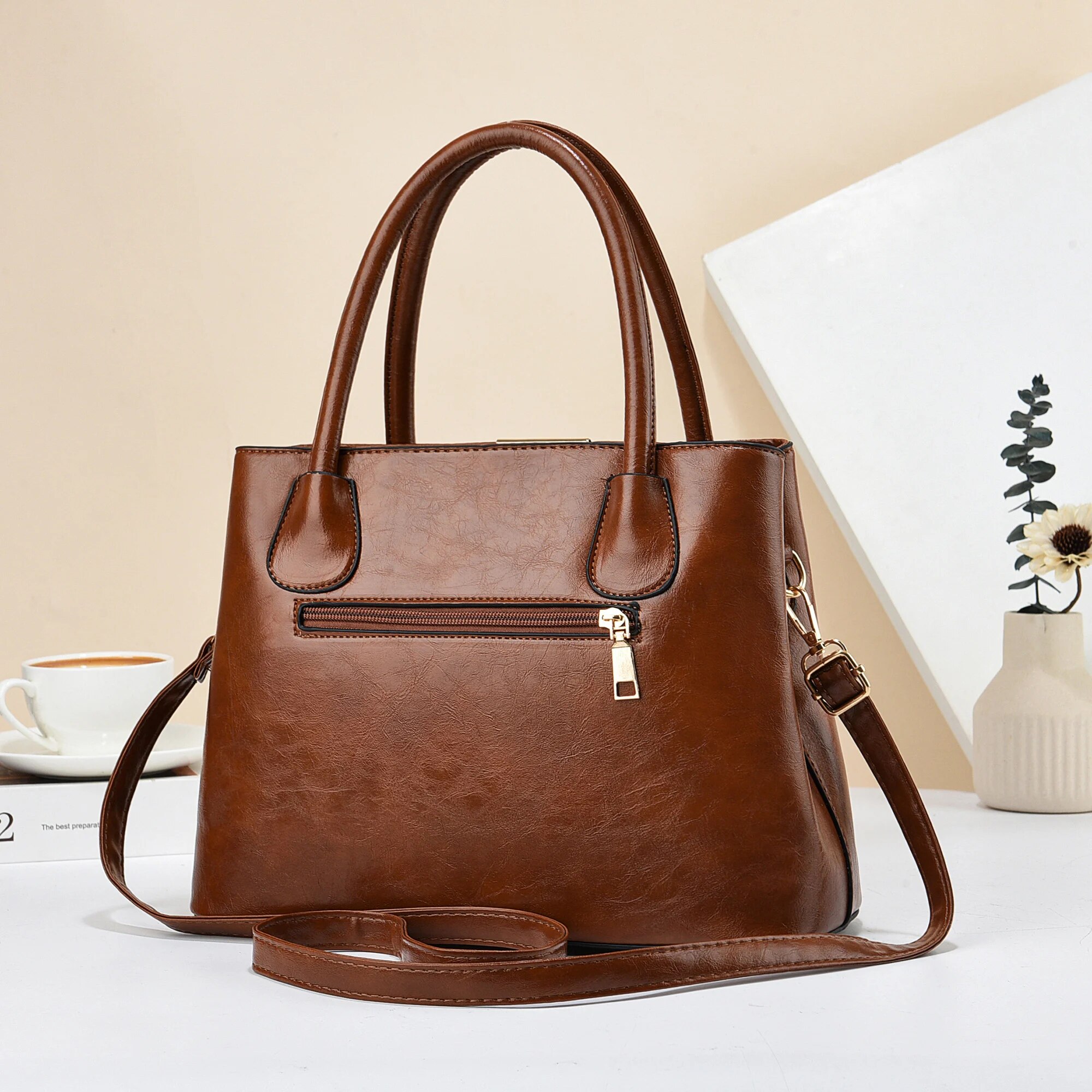Kadınlar için Retro düz renk ç - Leather Work Handbags For Women incelemesi ve fiyatı