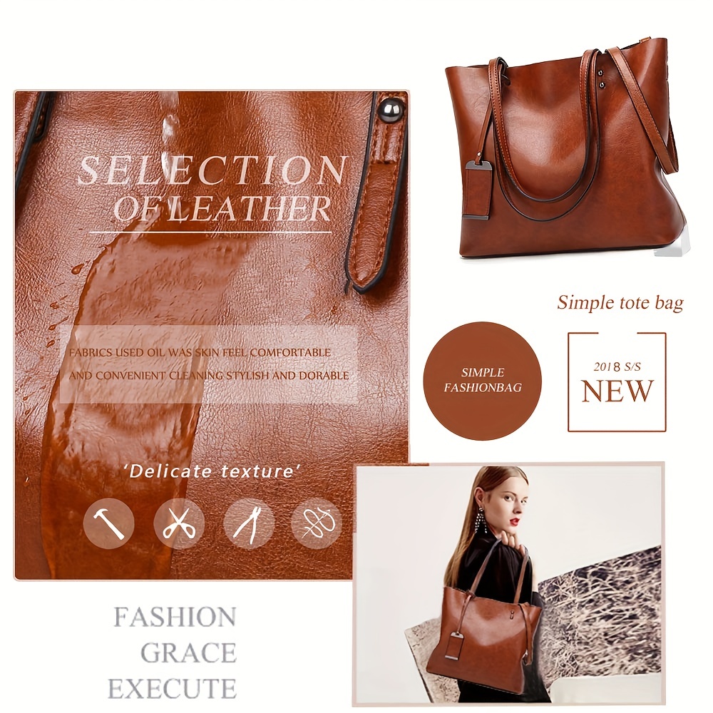 Moda klasik Retro deri kadın T - Leather Work Handbags For Women incelemesi ve fiyatı